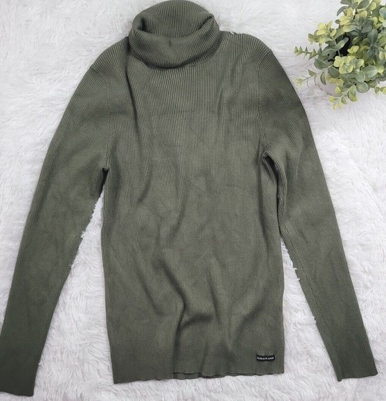 [378] Calvin Klein Green Turtle Neck Sweater - Picture 1 of 9